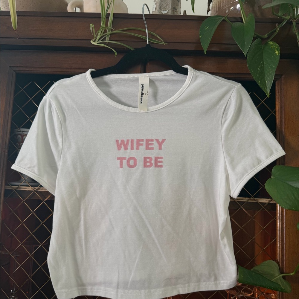 Missguided White and Pink 'Wifey To Be' Tee